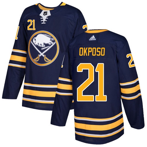 Adidas Sabres #21 Kyle Okposo Navy Blue Home Authentic Stitched NHL Jersey - Click Image to Close